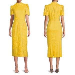 NWT Antonio Melani Willow Floral Applique Mock Neck Short Sleeve Midi Dress